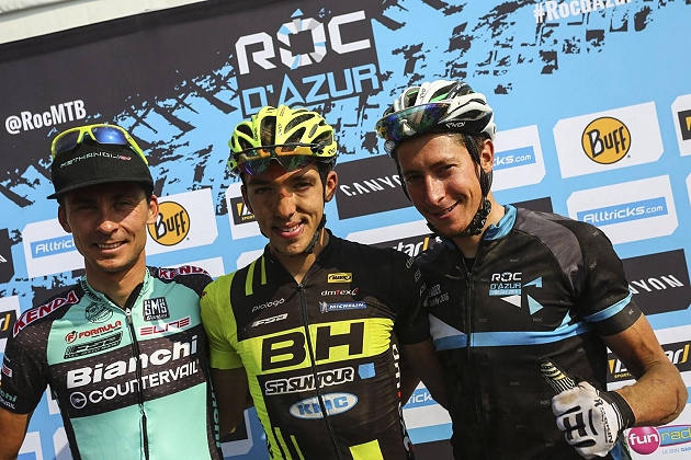 Il podio della Roc d'Azur 2016 con Sarrou, tempier e Carabin