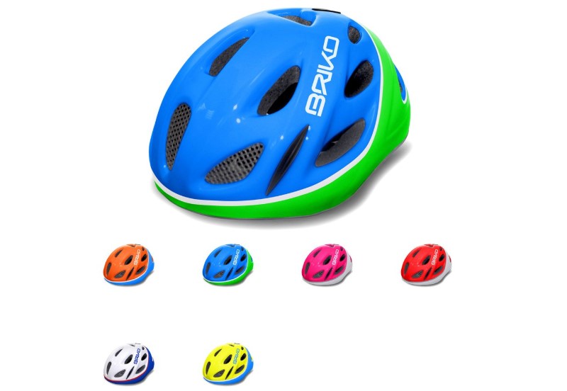 BRIKO PAINT Bambini Ciclo Mountain Bike Casco Fluo Arancione/Blu 45-54 piccoli 