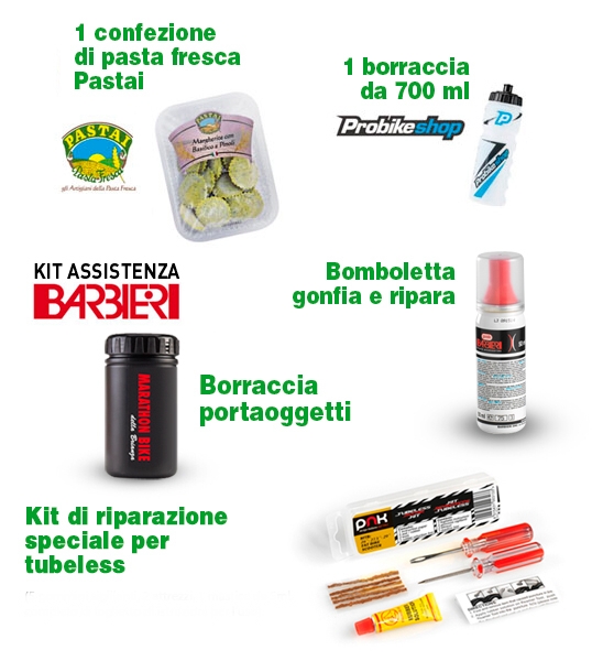Il contenuto del pacco gara della 28ª Marathon Bike della Brianza