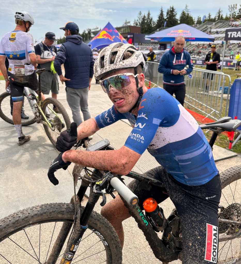 Dario Cherchi dopo l'arrivo del primo round di Coppa del Mondo Marathon a Nove Mesto